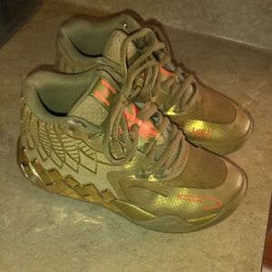 Gold and Olive High-Top Sneakers